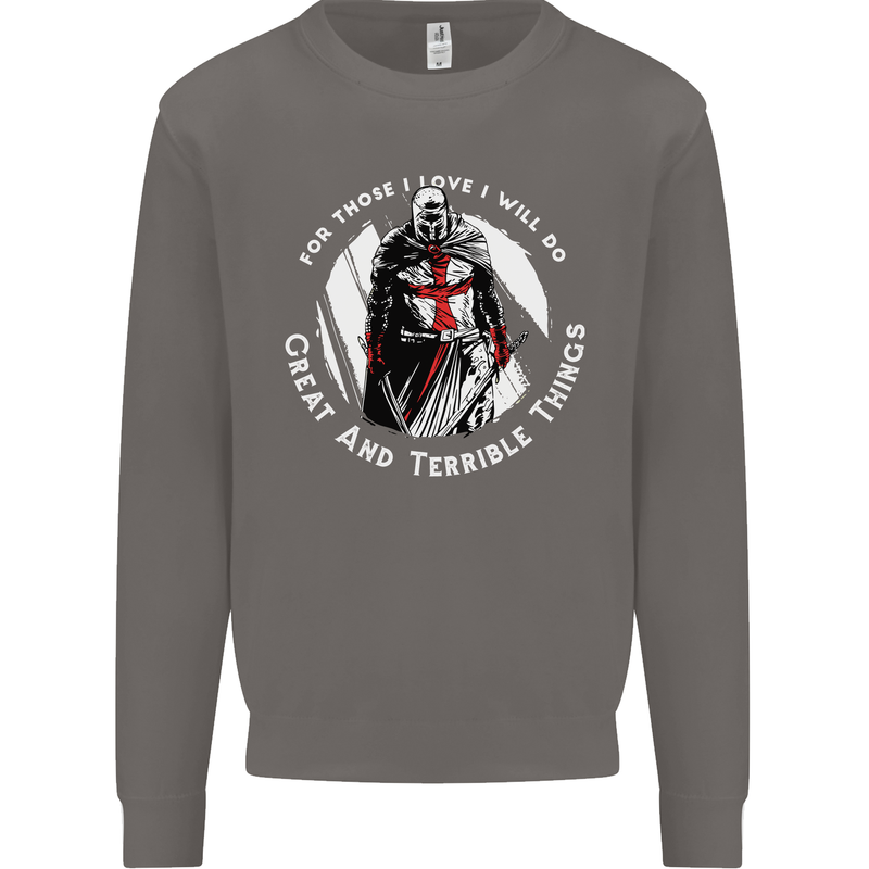 Knights Templar St. George's Father's Day Mens Sweatshirt Jumper Charcoal