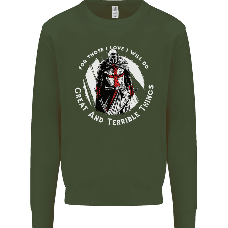 Knights Templar St. George's Father's Day Mens Sweatshirt Jumper Forest Green