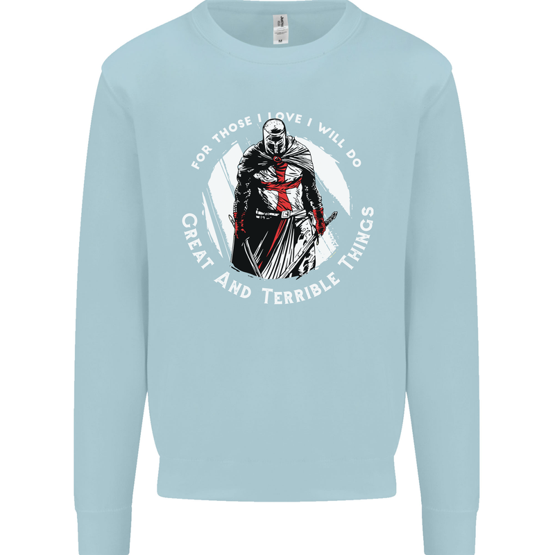 Knights Templar St. George's Father's Day Mens Sweatshirt Jumper Light Blue