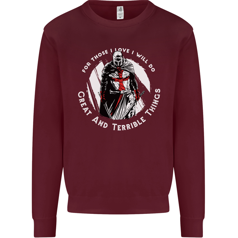 Knights Templar St. George's Father's Day Mens Sweatshirt Jumper Maroon