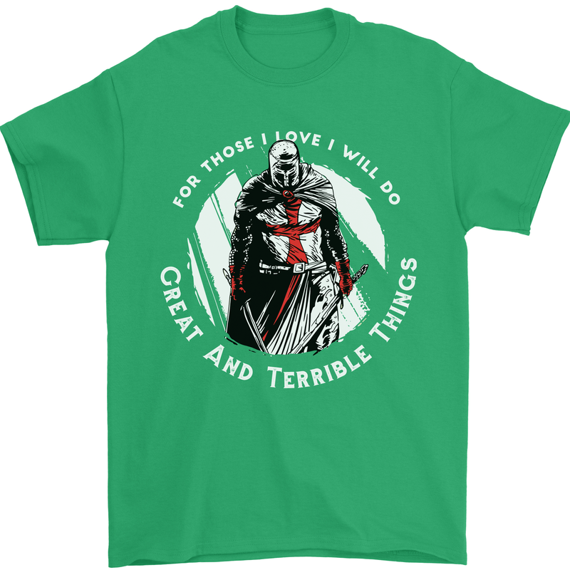 Knights Templar St. George's Father's Day Mens T-Shirt Cotton Gildan Irish Green