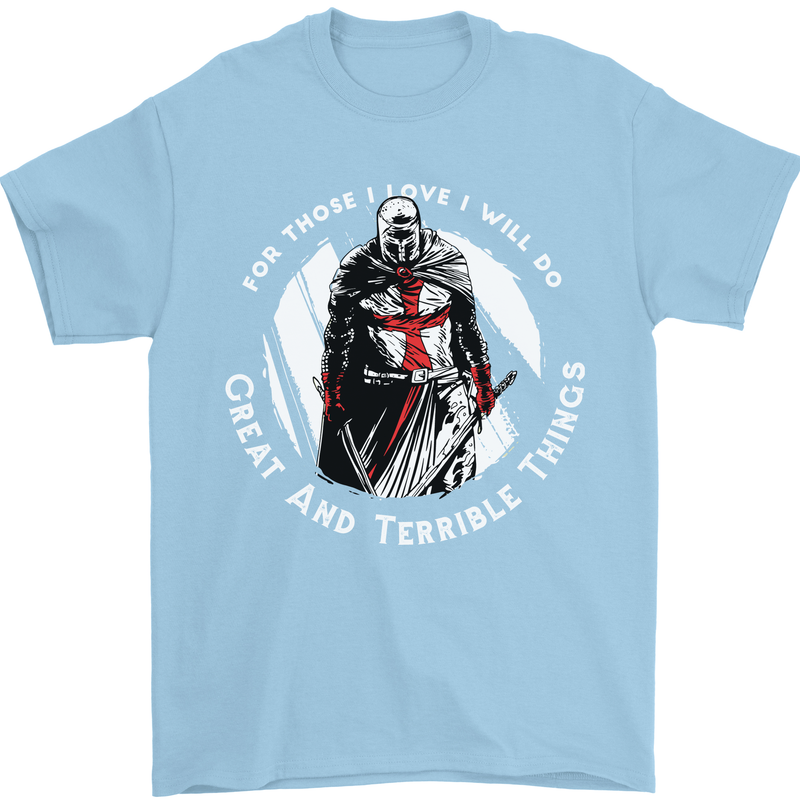 Knights Templar St. George's Father's Day Mens T-Shirt Cotton Gildan Light Blue