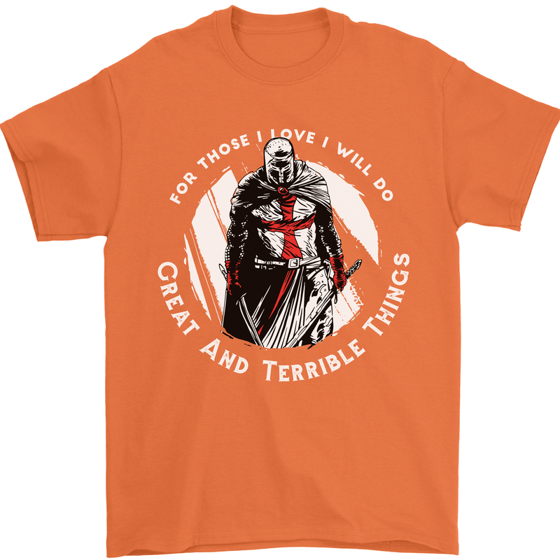 Knights Templar St. George's Father's Day Mens T-Shirt Cotton Gildan Orange