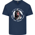 Knights Templar St. George's Father's Day Mens V-Neck Cotton T-Shirt Navy Blue