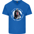 Knights Templar St. George's Father's Day Mens V-Neck Cotton T-Shirt Royal Blue
