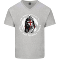 Knights Templar St. George's Father's Day Mens V-Neck Cotton T-Shirt Sports Grey