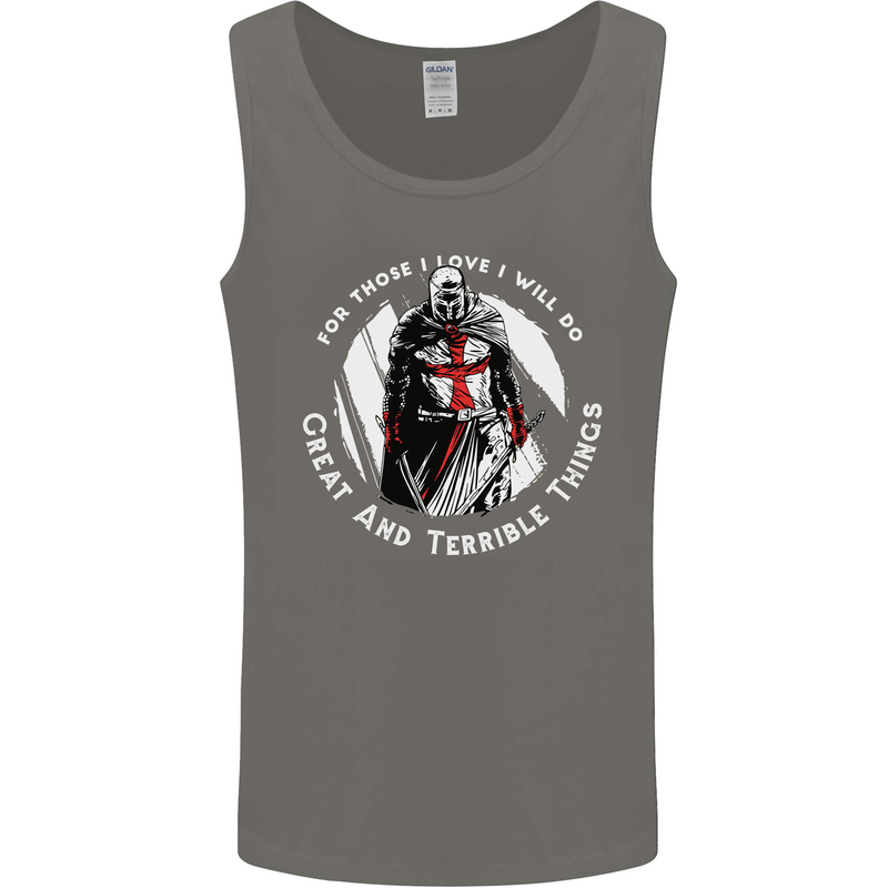 Knights Templar St. George's Father's Day Mens Vest Tank Top Charcoal