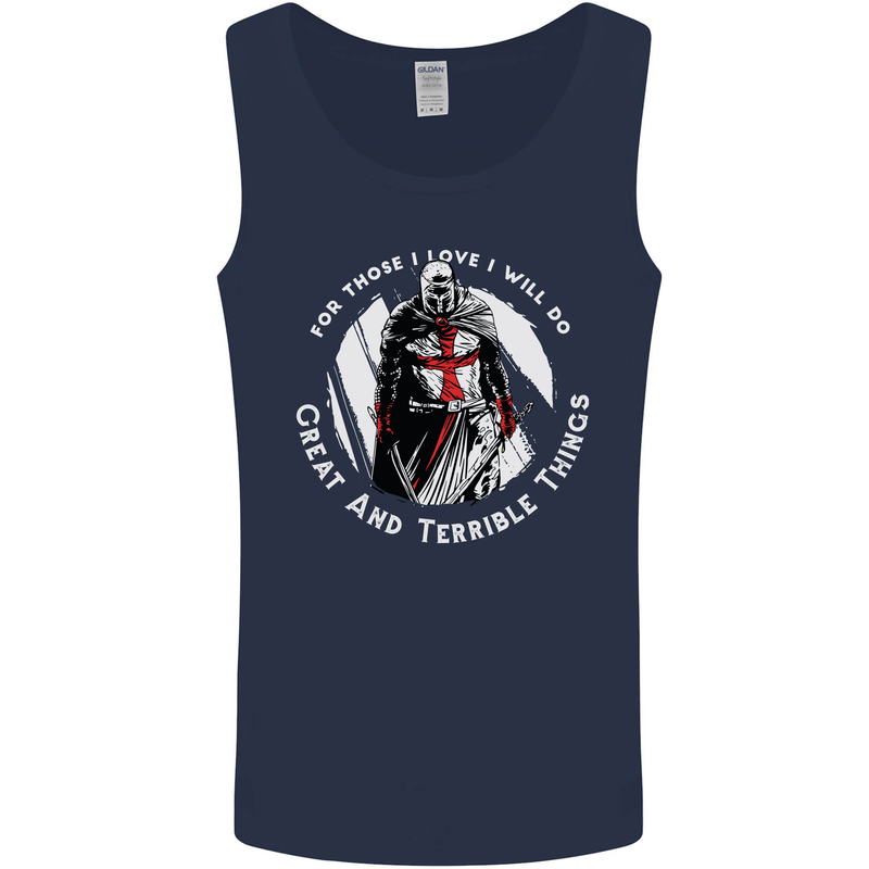 Knights Templar St. George's Father's Day Mens Vest Tank Top Navy Blue