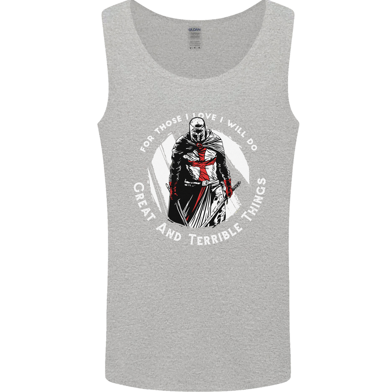 Knights Templar St. George's Father's Day Mens Vest Tank Top Sports Grey