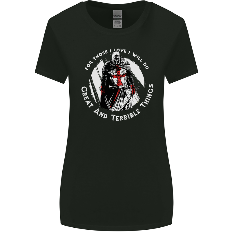 Knights Templar St. George's Father's Day Womens Wider Cut T-Shirt Black