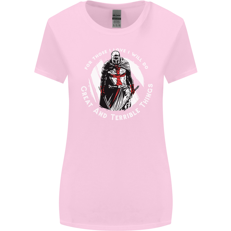 Knights Templar St. George's Father's Day Womens Wider Cut T-Shirt Light Pink