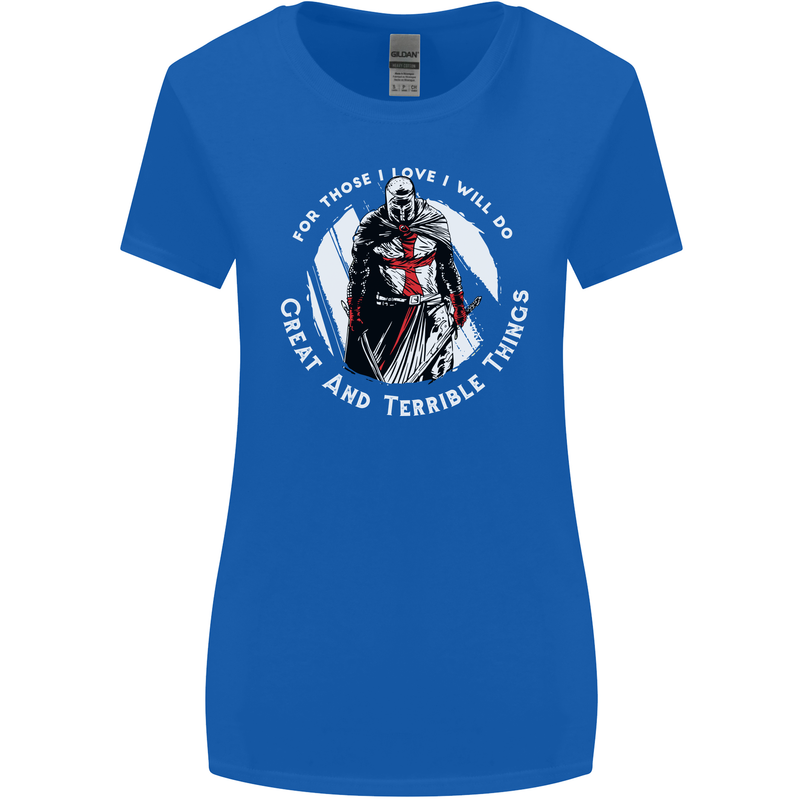 Knights Templar St. George's Father's Day Womens Wider Cut T-Shirt Royal Blue