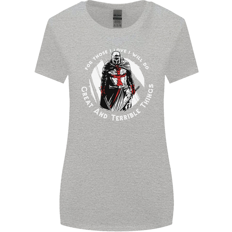 Knights Templar St. George's Father's Day Womens Wider Cut T-Shirt Sports Grey