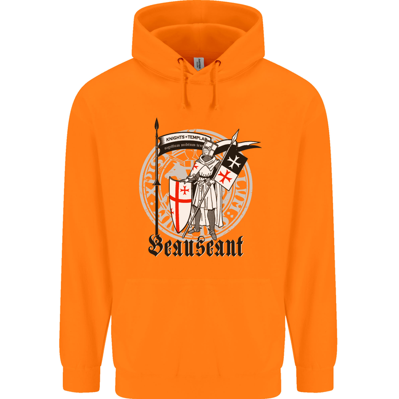 Knights Templar St Georges Day Beauseant Childrens Kids Hoodie Orange