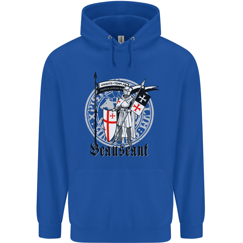 Knights Templar St Georges Day Beauseant Childrens Kids Hoodie Royal Blue
