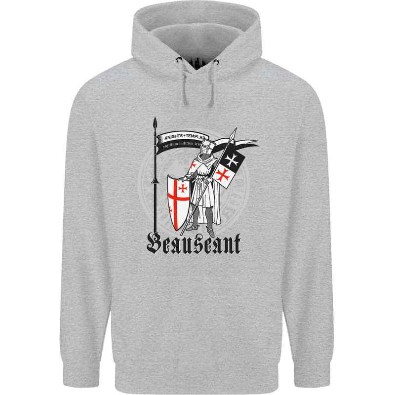Knights Templar St Georges Day Beauseant Childrens Kids Hoodie Sports Grey
