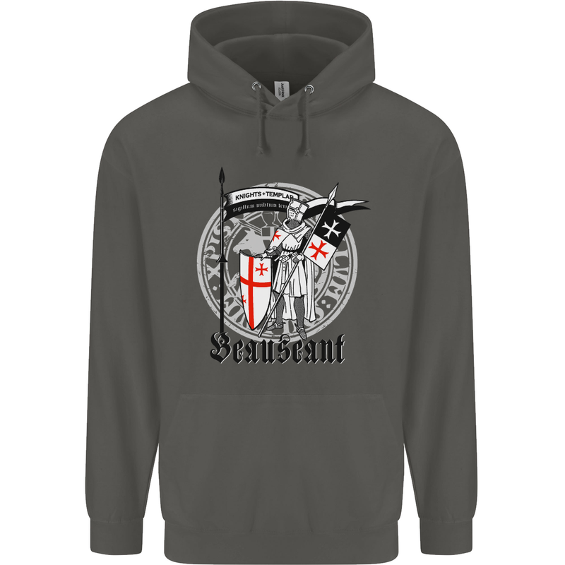 Knights Templar St Georges Day Beauseant Childrens Kids Hoodie Storm Grey
