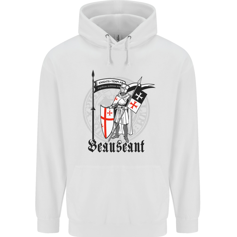 Knights Templar St Georges Day Beauseant Childrens Kids Hoodie White