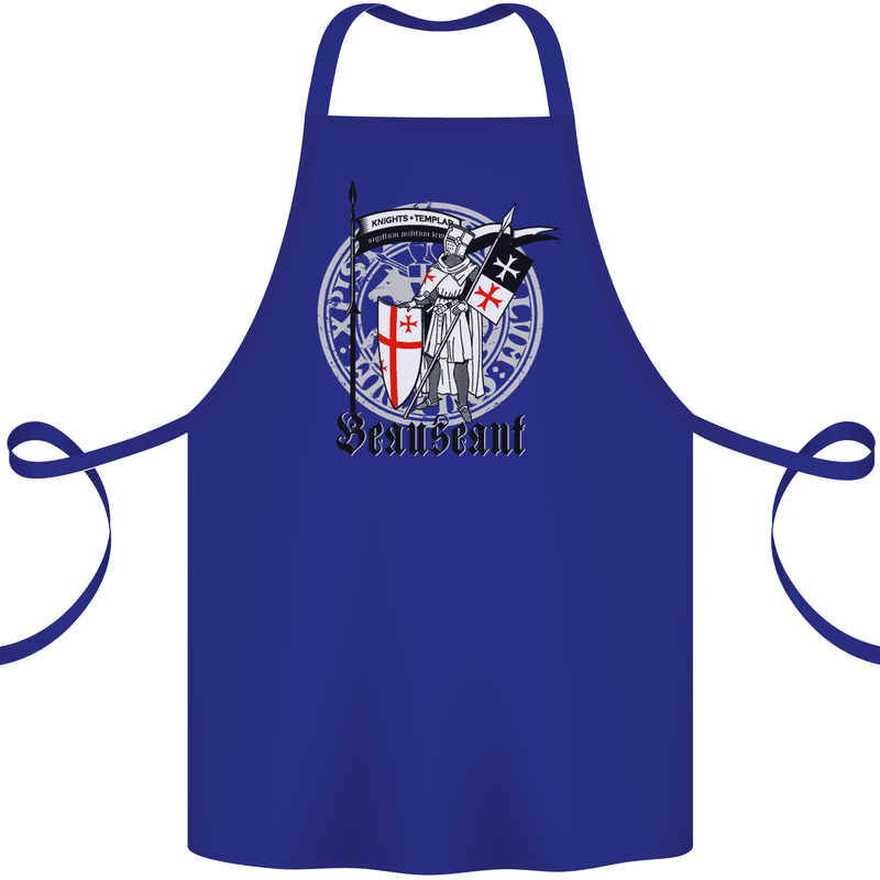 Knights Templar St Georges Day Beauseant Cotton Apron 100% Organic Royal Blue