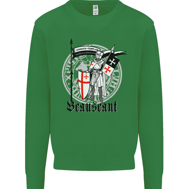 Knights Templar St Georges Day Beauseant Kids Sweatshirt Jumper Irish Green