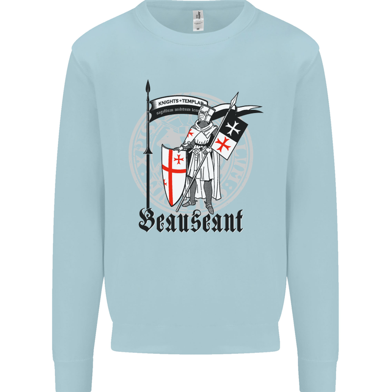 Knights Templar St Georges Day Beauseant Kids Sweatshirt Jumper Light Blue