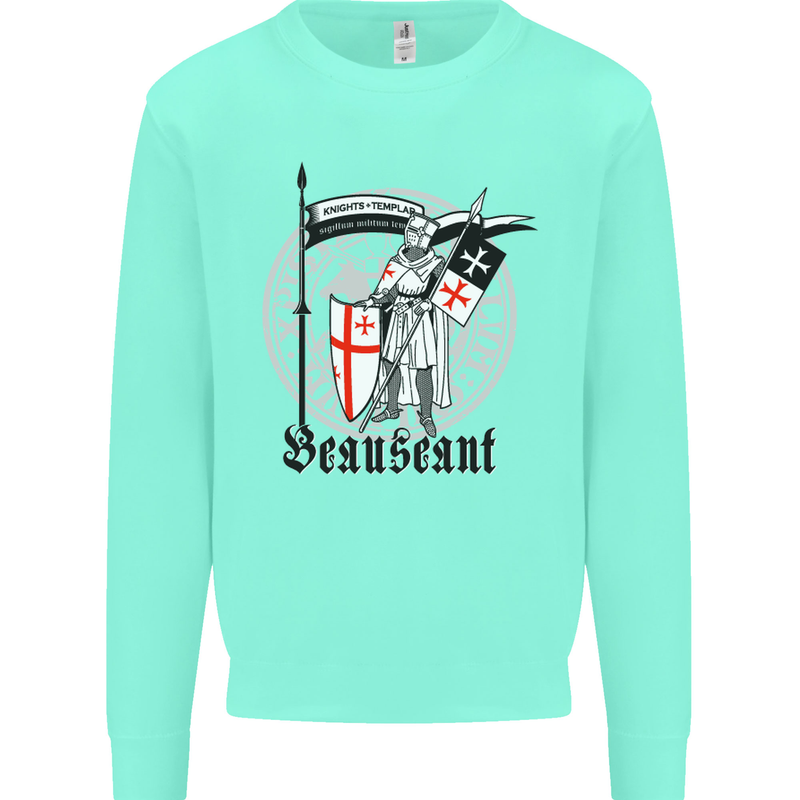 Knights Templar St Georges Day Beauseant Kids Sweatshirt Jumper Peppermint