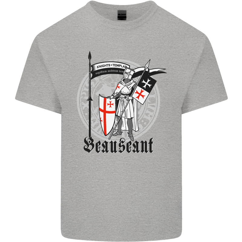 Knights Templar St Georges Day Beauseant Kids T-Shirt Childrens Sports Grey