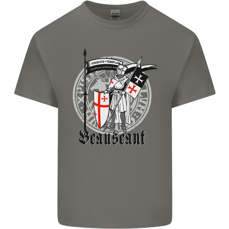 Knights Templar St Georges Day Beauseant Mens Cotton T-Shirt Tee Top Charcoal