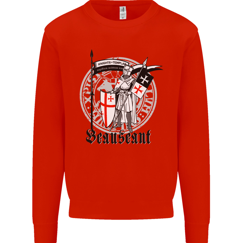 Knights Templar St Georges Day Beauseant Mens Sweatshirt Jumper Bright Red