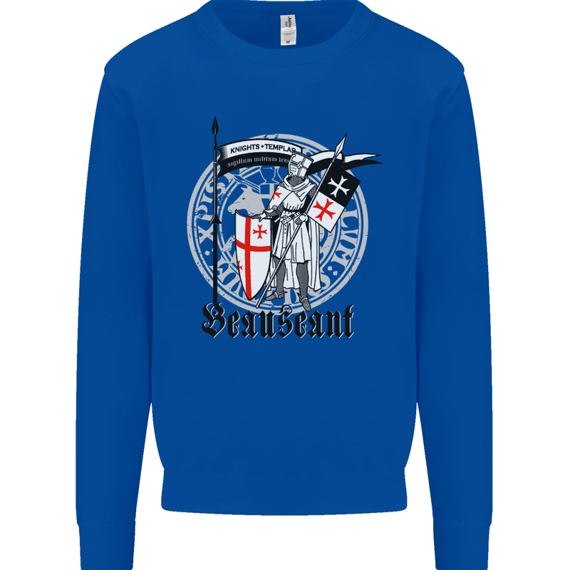 Knights Templar St Georges Day Beauseant Mens Sweatshirt Jumper Royal Blue