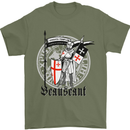 Knights Templar St Georges Day Beauseant Mens T-Shirt Cotton Gildan Military Green