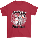 Knights Templar St Georges Day Beauseant Mens T-Shirt Cotton Gildan Red