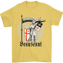 Knights Templar St Georges Day Beauseant Mens T-Shirt Cotton Gildan Yellow