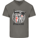 Knights Templar St Georges Day Beauseant Mens V-Neck Cotton T-Shirt Charcoal