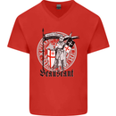 Knights Templar St Georges Day Beauseant Mens V-Neck Cotton T-Shirt Red