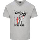 Knights Templar St Georges Day Beauseant Mens V-Neck Cotton T-Shirt Sports Grey