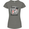 Knights Templar St Georges Day Beauseant Womens Petite Cut T-Shirt Charcoal
