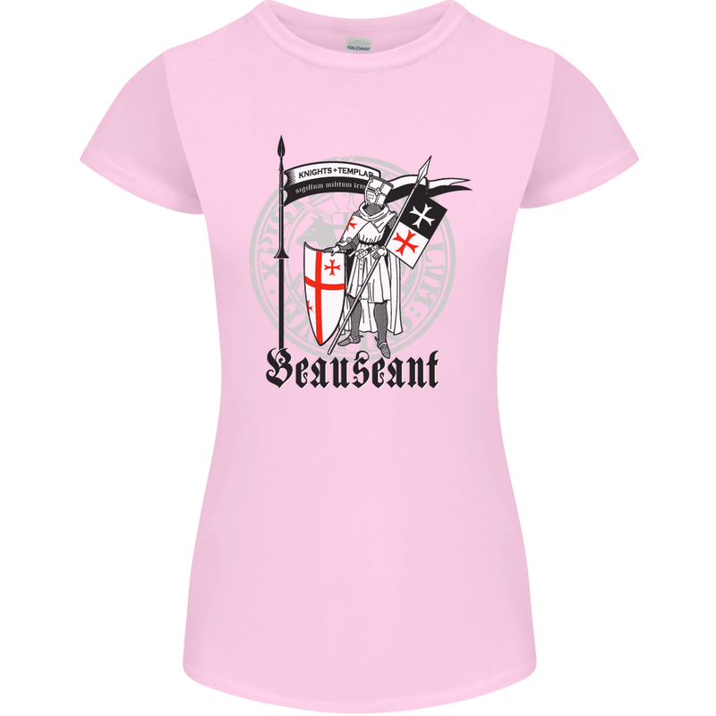 Knights Templar St Georges Day Beauseant Womens Petite Cut T-Shirt Light Pink
