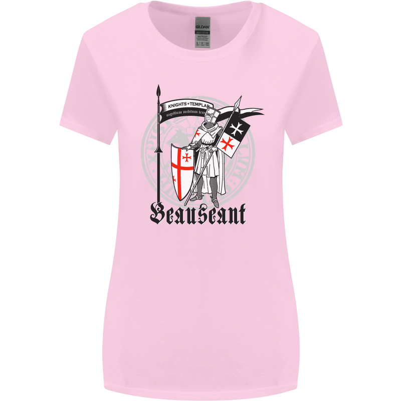 Knights Templar St Georges Day Beauseant Womens Wider Cut T-Shirt Light Pink