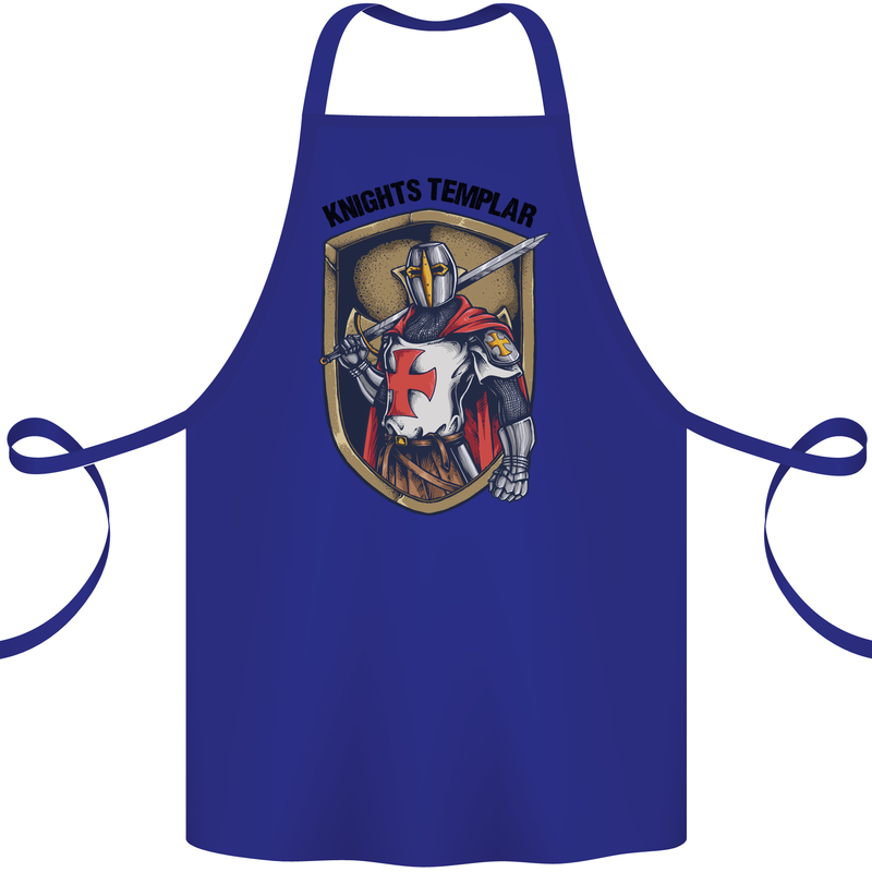 Knights Templar St Georges Day England Cotton Apron 100% Organic Royal Blue