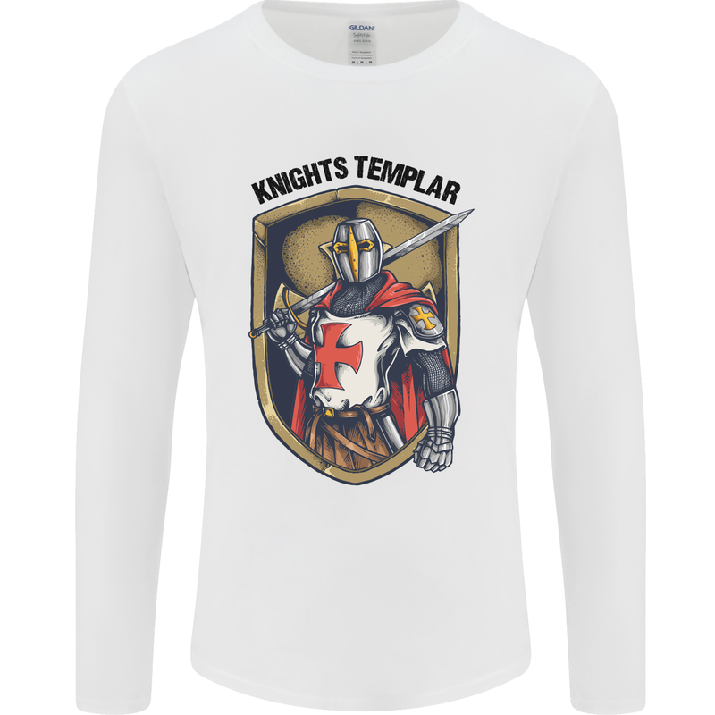Knights Templar St Georges Day England Mens Long Sleeve T-Shirt White
