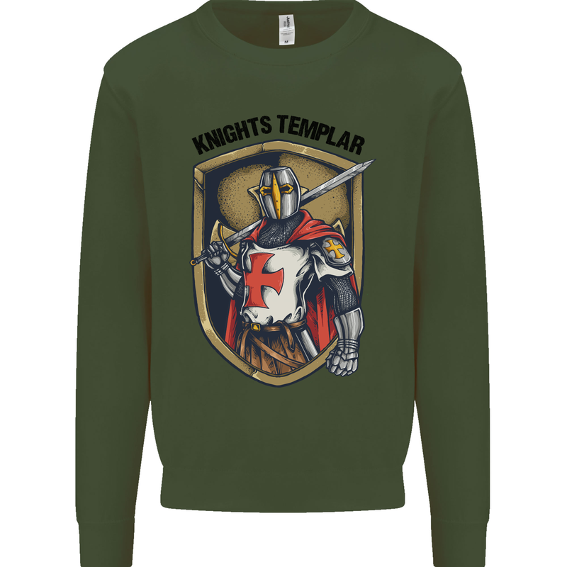 Knights Templar St Georges Day England Mens Sweatshirt Jumper Forest Green