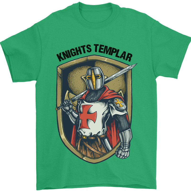 Knights Templar St Georges Day England Mens T-Shirt Cotton Gildan Irish Green