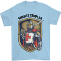 Knights Templar St Georges Day England Mens T-Shirt Cotton Gildan Light Blue