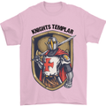 Knights Templar St Georges Day England Mens T-Shirt Cotton Gildan Light Pink