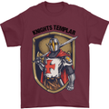 Knights Templar St Georges Day England Mens T-Shirt Cotton Gildan Maroon