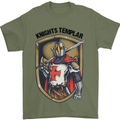 Knights Templar St Georges Day England Mens T-Shirt Cotton Gildan Military Green