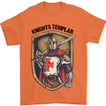 Knights Templar St Georges Day England Mens T-Shirt Cotton Gildan Orange