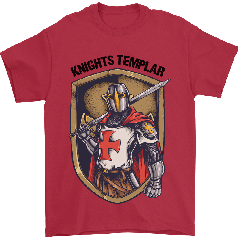 Knights Templar St Georges Day England Mens T-Shirt Cotton Gildan Red