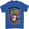 Knights Templar St Georges Day England Mens T-Shirt Cotton Gildan Royal Blue